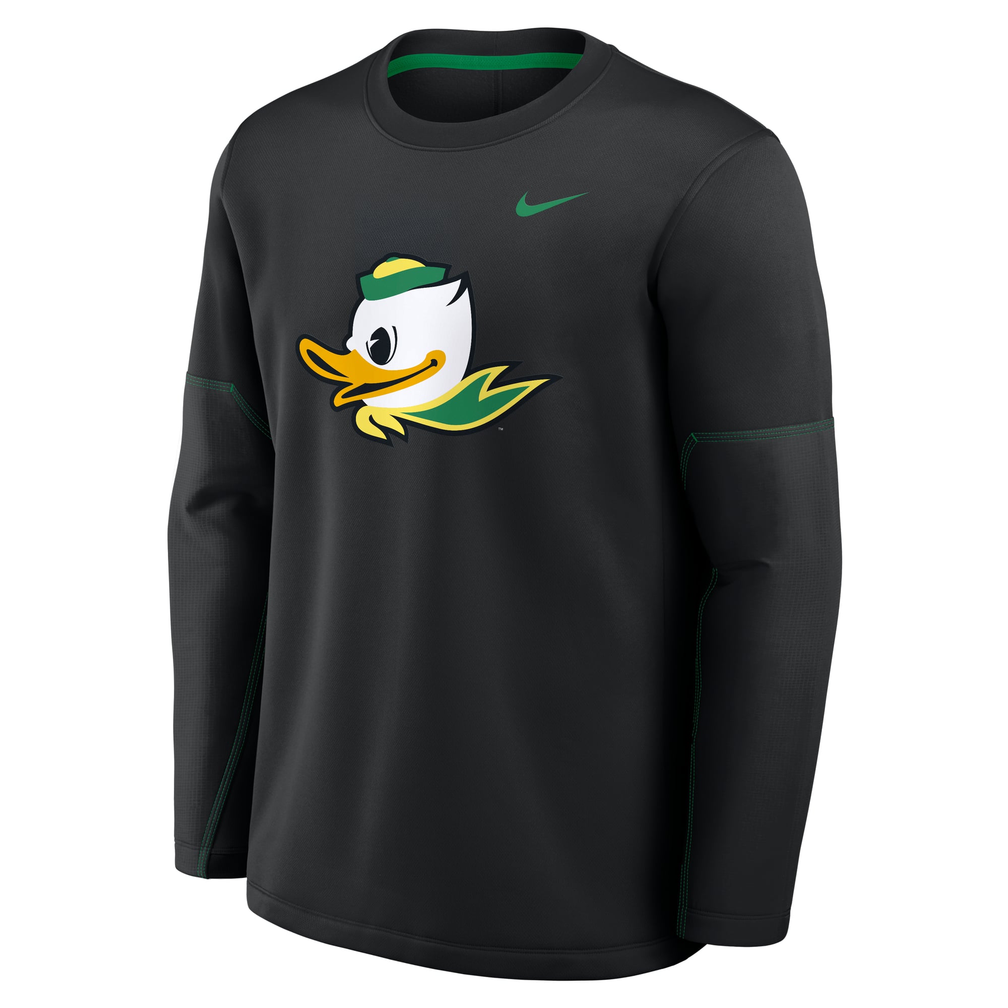 Men's Nike Green Oregon Ducks 2026 Sideline Coaches Therma-FIT Long Sleeve Top